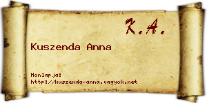 Kuszenda Anna névjegykártya