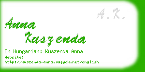 anna kuszenda business card